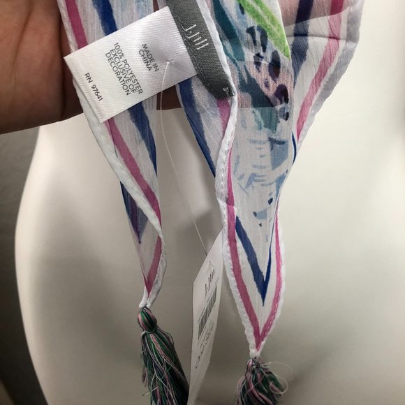J. Jill Tropical Toile Diamond Scarf Tasseled NWT - Picture 5 of 6
